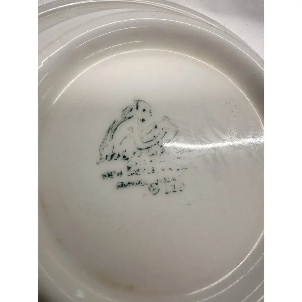 VTG Shenango China Schroeder Hotel Set Of 3 Green Crest Soup Cereal Bowl 5.75